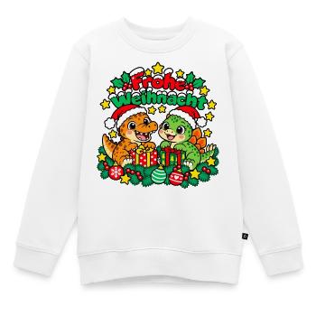 Weihnachts Dinosaurier - Kinder Premium Organic Sweatshirt - Weiß - Vorne - AI Model Kid Male (0cm)