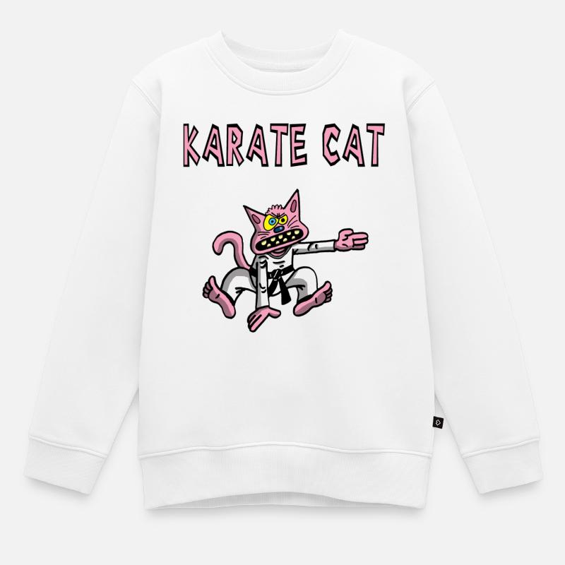 Chat rose et karaté - Sweat Premium enfant bio - blanc