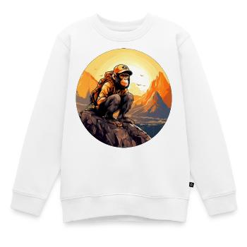 Monkey Hiking / Mountaineer Monkey - Kids Premium Organic Sweatshirt - white - Front - AI Model Kid Male (0cm)
