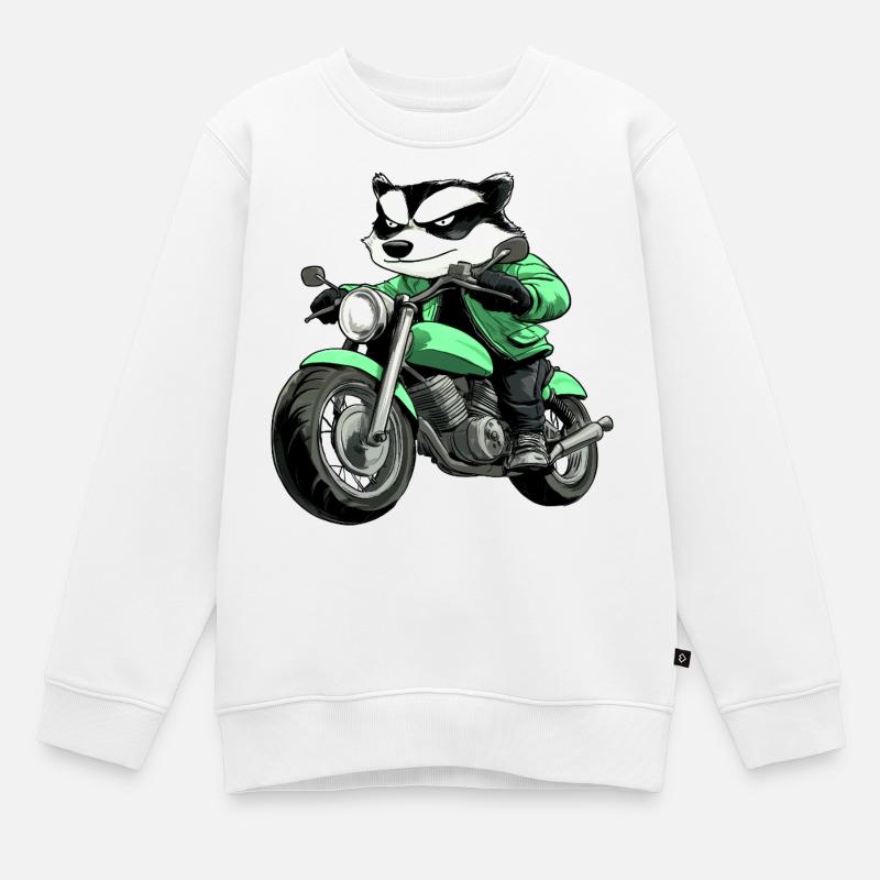 Moto Badger - Sweat Premium enfant bio - blanc