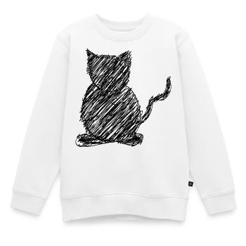 Katze Scribble Zeichnung Tier Geschenk - Kinder Premium Organic Sweatshirt - Weiß - Vorne - AI Model Kid Male (0cm)