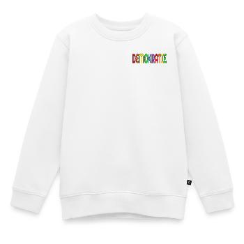 SCHRIFTZUG DEMOKRATIE - Kinder Premium Organic Sweatshirt - Weiß - Vorne - AI Model Kid Male (0cm)