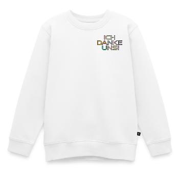 DANKSAGUNG ZUSAMMENHALT - DANKE UNS - Kinder Premium Organic Sweatshirt - Weiß - Vorne - AI Model Kid Male (0cm)