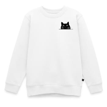 Guckende Katze mit Schnurrhaaren schwarz - Kinder Premium Organic Sweatshirt - Weiß - Vorne - AI Model Kid Male (0cm)