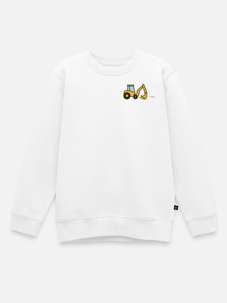 Excavatrice à dessins animés dans le sable - Sweat Premium enfant bio - blanc