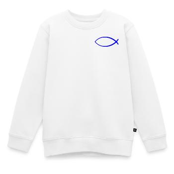 Ichtus Fisch dunkelblau - Kinder Premium Organic Sweatshirt - Weiß - Vorne - AI Model Kid Male (0cm)