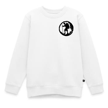 Wanderer mit Rucksack und Wanderstock - Kinder Premium Organic Sweatshirt - Weiß - Vorne - AI Model Kid Male (0cm)
