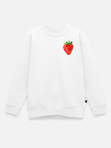 Erdbeere - Kinder Premium Organic Sweatshirt - Weiß