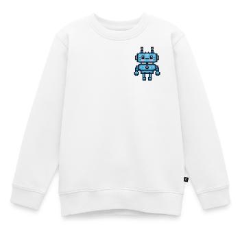 Pixel-Art-Roboter - Kinder Premium Organic Sweatshirt - Weiß - Vorne - AI Model Kid Male (0cm)