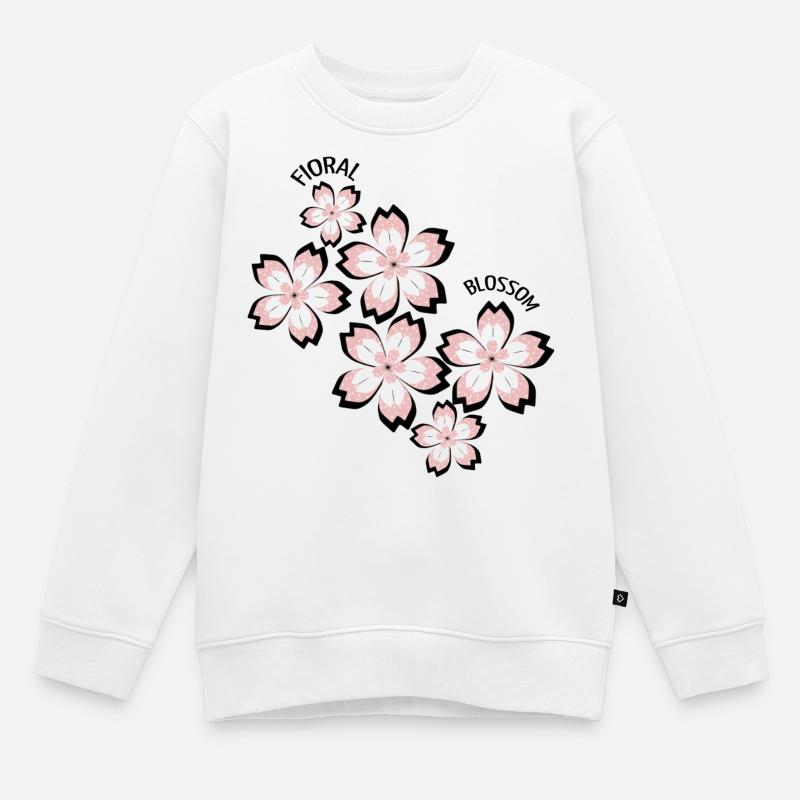Fleur florale - Sweat Premium enfant bio - blanc