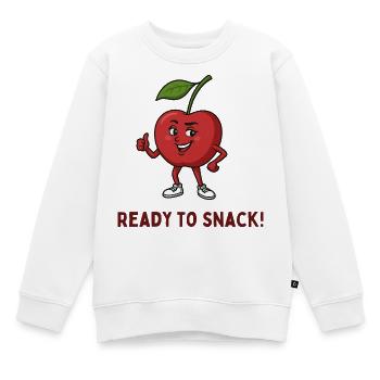 Snack cerise prêt à grignoter - Sweat Premium enfant bio - blanc - Devant - AI Model Kid Male (0cm)