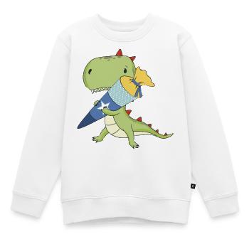 Dino with school cone - Kids Premium Organic Sweatshirt - white - Front - AI Model Kid Male (0cm)