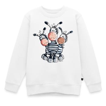 Süßes Zebra Trio - Kinder Premium Organic Sweatshirt - Weiß - Vorne - AI Model Kid Male (0cm)