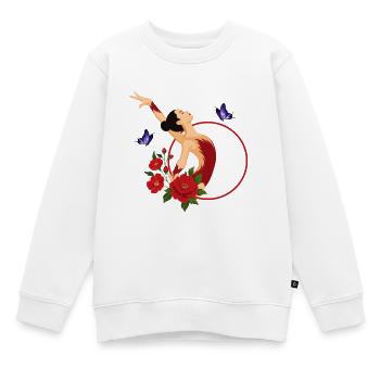 Tanzende Ballerina mit rotem Kreis - Kinder Premium Organic Sweatshirt - Weiß - Vorne - AI Model Kid Male (0cm)