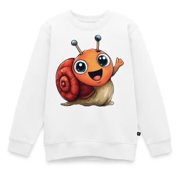 Fröhliche Orangenschnecke - Kinder Premium Organic Sweatshirt - Weiß - Vorne - AI Model Kid Male (0cm)