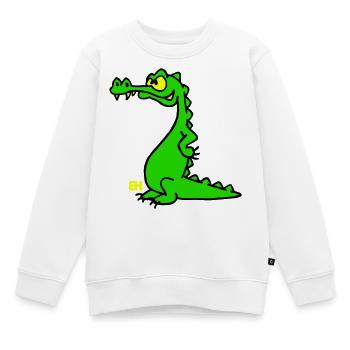 Smiling Crocodile, dreifarbiges Design - Kinder Premium Organic Sweatshirt - Weiß - Vorne - AI Model Kid Male (0cm)