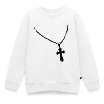 Kette mit Kreuz - Kinder Premium Organic Sweatshirt - Weiß - Vorne - AI Model Kid Male (0cm)