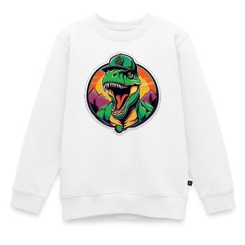 Dinosaure coucher de soleil casque - Sweat Premium enfant bio - blanc - Devant - AI Model Kid Male (0cm)