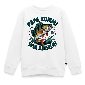 Papa Komm Wir Angeln Fischmotiv - Kinder Premium Organic Sweatshirt - Weiß - Vorne - AI Model Kid Male (0cm)