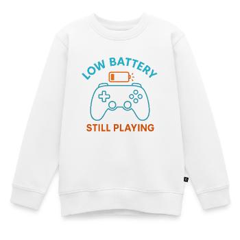 Niedriger Akku Weiter Spielen - Kinder Premium Organic Sweatshirt - Weiß - Vorne - AI Model Kid Male (0cm)