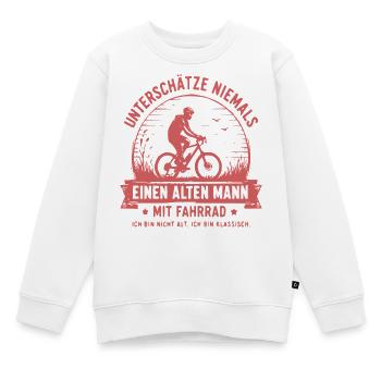 Unterschätze niemals alten Mann mit Fahrrad - Kinder Premium Organic Sweatshirt - Weiß - Vorne - AI Model Kid Male (0cm)