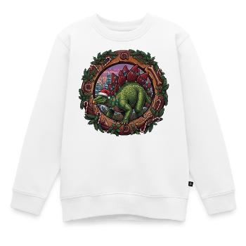 Magie de Noël du stégosaure - Sweat Premium enfant bio - blanc - Devant - AI Model Kid Male (0cm)