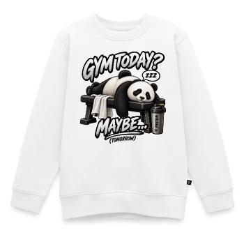 Heute Fitnessstudio? Vielleicht morgen – Funny Panda - Kinder Premium Organic Sweatshirt - Weiß - Vorne - AI Model Kid Male (0cm)