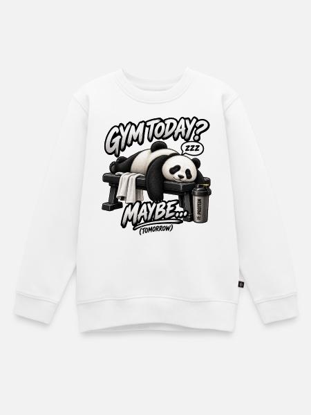 Heute Fitnessstudio? Vielleicht morgen – Funny Panda - Kinder Premium Organic Sweatshirt - Weiß