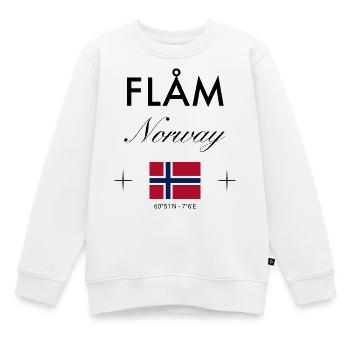Flåm, Norvège, coordonnées, voyage, souvenir - Sweat Premium enfant bio - blanc - Devant - AI Model Kid Male (0cm)