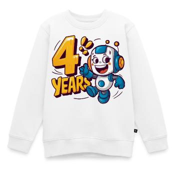 Fête d’anniversaire pour enfants de quatre ans mignon petit robot - Sweat Premium enfant bio - blanc - Devant - AI Model Kid Male (0cm)
