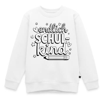 Endlich Schulkind Einschulung Ausmalen Schulanfang - Kinder Premium Organic Sweatshirt - Weiß - Vorne - AI Model Kid Male (0cm)