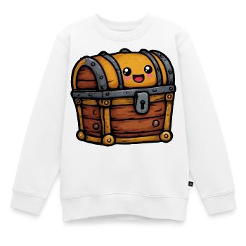 Kuschelige Schatztruhe mit Lächeln - Kinder Premium Organic Sweatshirt - Weiß - Vorne - AI Model Kid Male (0cm)