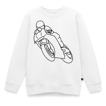 Wheelie à la course de moto - sombre - Sweat Premium enfant bio - blanc - Devant - AI Model Kid Male (0cm)
