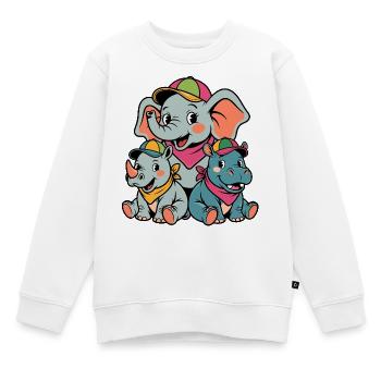 Niedlicher Elefant, Nashorn & Nilpferd Cartoon - Kinder Premium Organic Sweatshirt - Weiß - Vorne - AI Model Kid Male (0cm)