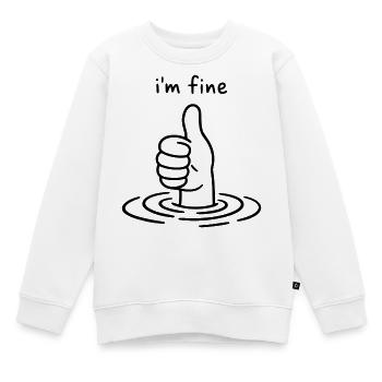 I'm fine - Thumbs up - Daumen hoch - Kinder Premium Organic Sweatshirt - Weiß - Vorne - AI Model Kid Male (0cm)
