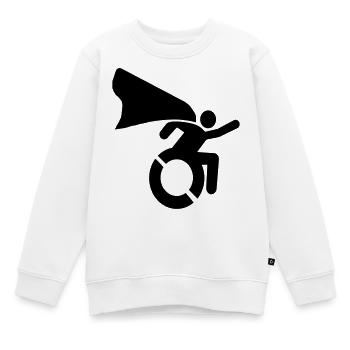 en fauteuil roulant # - Sweat Premium enfant bio - blanc - Devant - AI Model Kid Male (0cm)