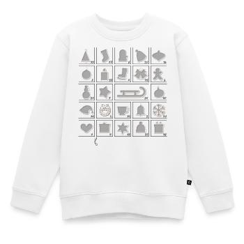 Calendrier de l’Avent (découpez la porte) - Sweat Premium enfant bio - blanc - Devant - AI Model Kid Male (0cm)