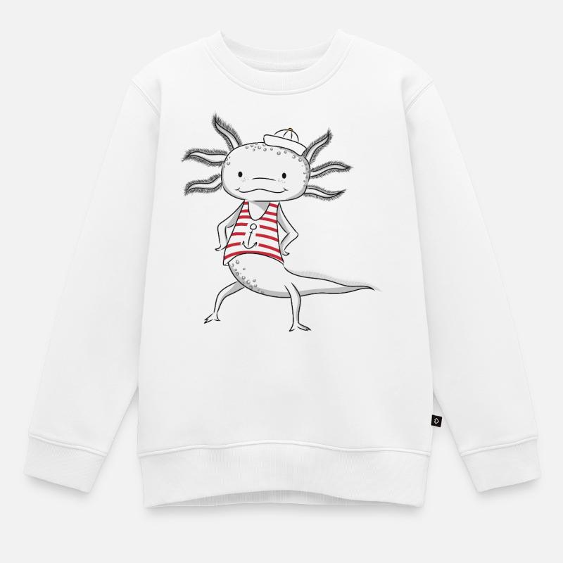 Marin Axolotl - Sweat Premium enfant bio - blanc