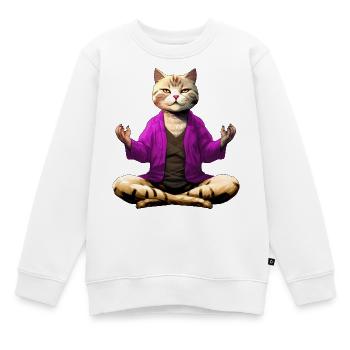 Cat Yogi - Kids Premium Organic Sweatshirt - white - Front - AI Model Kid Male (0cm)