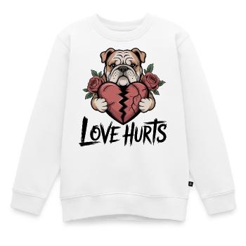 Bulldogge Herzschmerz Blumen Illustration - Kinder Premium Organic Sweatshirt - Weiß - Vorne - AI Model Kid Male (0cm)
