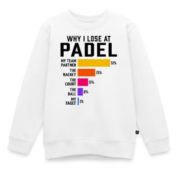 Padel : Pourquoi je perds au Padel - Sweat Premium enfant bio - blanc - Devant - AI Model Kid Male (0cm)