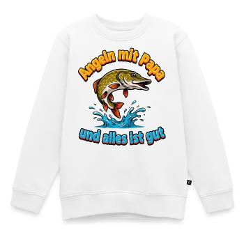 Pêcher avec papa - Sweat Premium enfant bio - blanc - Devant - AI Model Kid Male (0cm)