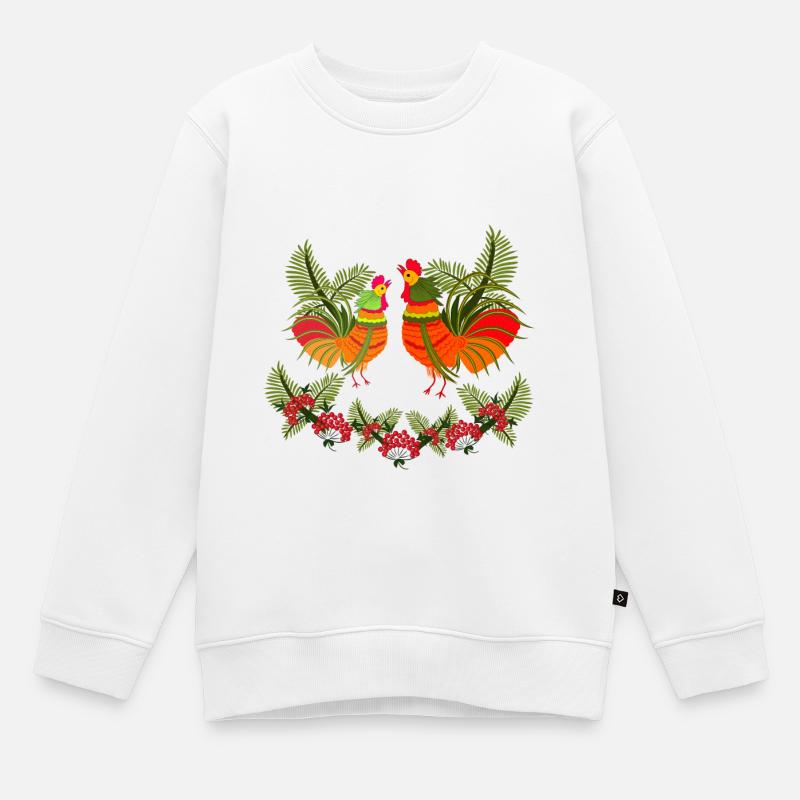 Coq avec poule - Sweat Premium enfant bio - blanc