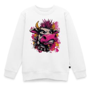 Punk Kuh – Sauvage et rebelle - Sweat Premium enfant bio - blanc - Devant - AI Model Kid Male (0cm)
