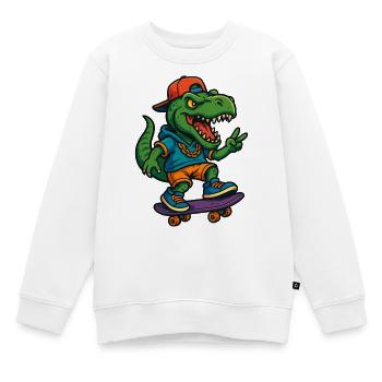 T-Rex Street Skater - Kids Premium Organic Sweatshirt - white - Front - AI Model Kid Male (0cm)