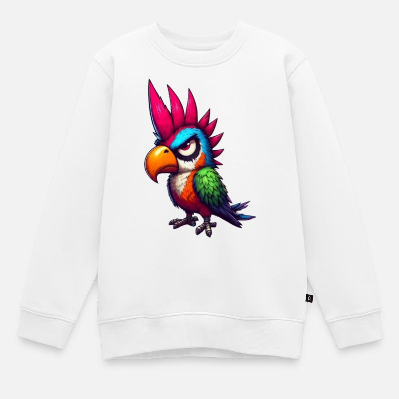 perroquet punk - Sweat Premium enfant bio - blanc