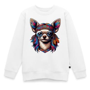 Chihuahua mit buntem Ethno-Motiv - Kinder Premium Organic Sweatshirt - Weiß - Vorne - AI Model Kid Male (0cm)