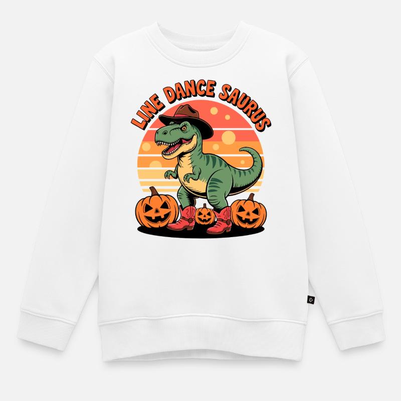 LineDance Saurus Halloween - Sweat Premium enfant bio - blanc