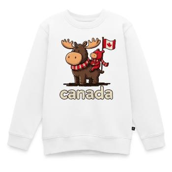 Canada-Moose mit kleinem Begleiter - Kinder Premium Organic Sweatshirt - Weiß - Vorne - AI Model Kid Male (0cm)