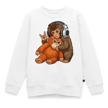Monkey Punch Affe Musik hören  - Kinder Premium Organic Sweatshirt - Weiß - Vorne - AI Model Kid Male (0cm)